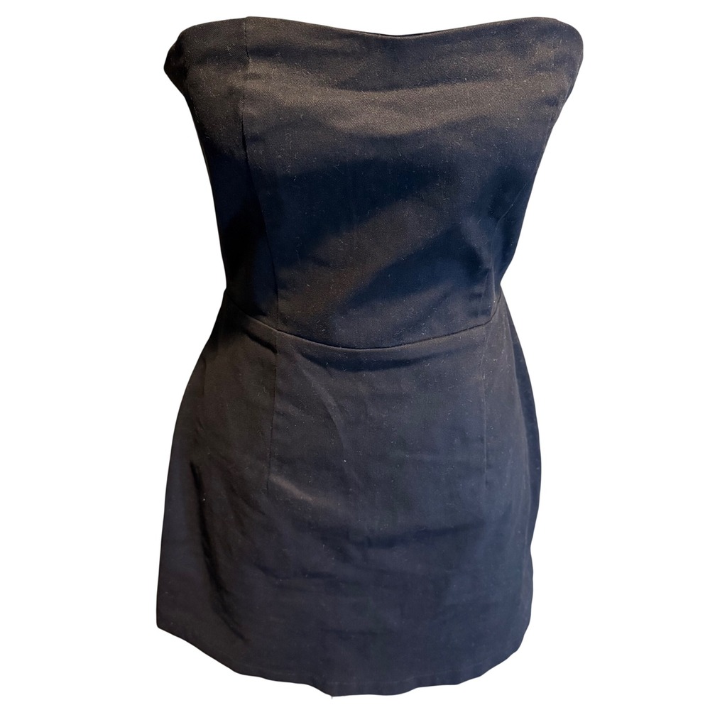 Lulus Strapless Mini Dress Womens M Black Smocked Back LBD Party Coquette